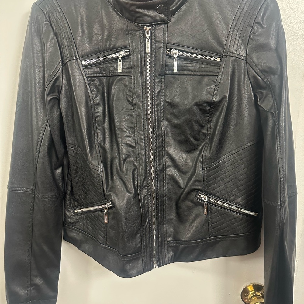 Guess Black Faux Leather Moto Jacket